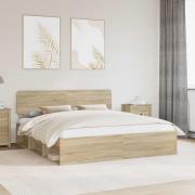 vidaXL Sängram med huvudgavel Sonoma 180 x 200 cm Massiv furu