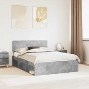 vidaXL Sängram med huvudgavel Betonggrå 150 x 200 cm Massiv furu