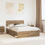 vidaXL Sängram med huvudgavel Artisan Ek 140 x 190 cm Massiv furu
