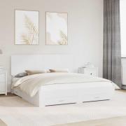 vidaXL Sängram med huvudgavel Vit 180 x 200 cm Konstruerat trä