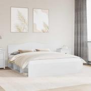 vidaXL Sängram med huvudgavel Vit 200 x 200 cm Massiv furu