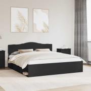 vidaXL Sängram med huvudgavel Svart 180 x 200 cm Massiv furu