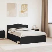 vidaXL Sängram med huvudgavel Svart 160 x 200 cm Massiv furu