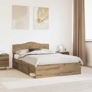 vidaXL Sängram med huvudgavel Artisan Ek 150 x 200 cm Massiv furu