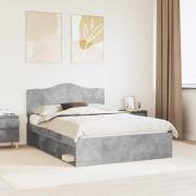vidaXL Sängram med huvudgavel Betong 160 x 200 cm Massiv furu