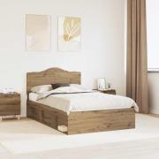 vidaXL Sängram med huvudgavel Artisan Ek 135 x 190 cm Massiv furu