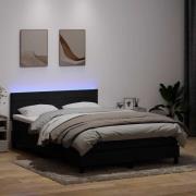 vidaXL Resårsäng med madrass och LED svart 160x210 cm sammet