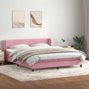 vidaXL Resårsäng med madrasser rosa 180x210 cm sammet