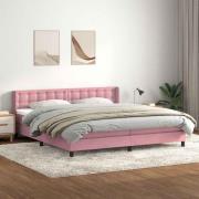 vidaXL Ramsäng med madrass rosa 180x210 cm sammet