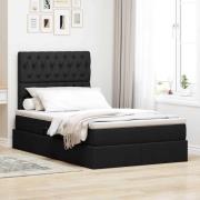 vidaXL Förvaringssäng med LED med madrass Svart 120 x 190 cm Polyester