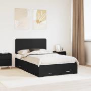 vidaXL Sängram med huvudgavel Svart 135 x 190 cm Konstruerat trä
