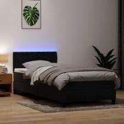 vidaXL Resårsäng med madrass och LED svart 90x210 cm sammet
