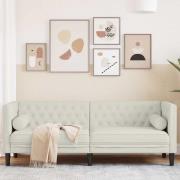 vidaXL Chesterfieldsoffa med bolsterkuddar 3-sits gräddvit sammet