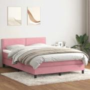 vidaXL Ramsäng med madrass rosa 160x220 cm sammet