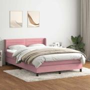 vidaXL Ramsäng med madrass rosa 160x210 cm sammet