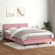 vidaXL Ramsäng med madrass rosa 140x210 cm sammet
