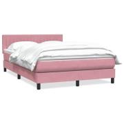 vidaXL Ramsäng med madrass rosa 160x210 cm sammet