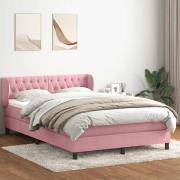 vidaXL Ramsäng med madrass rosa 160x210 cm sammet