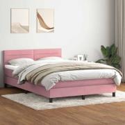 vidaXL Ramsäng med madrass rosa 160x210 cm sammet