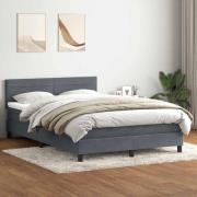 vidaXL Ramsäng med madrass mörkgrå 140x220 cm sammet