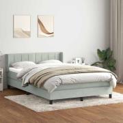 vidaXL Ramsäng med madrass ljusgrå 160x220 cm sammet