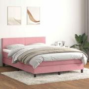 vidaXL Ramsäng med madrass rosa 140x210 cm sammet