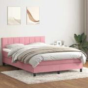vidaXL Ramsäng med madrass rosa 160x220 cm sammet