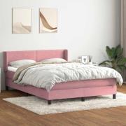 vidaXL Ramsäng med madrass rosa 160x210 cm sammet