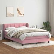 vidaXL Ramsäng med madrass rosa 140x210 cm sammet