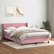 vidaXL Ramsäng med madrass rosa 140x220 cm sammet