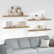 vidaXL Vägg hylla 4 pcs Brun 120 x 23,5 x 4 cm Konstruerat trä