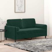 vidaXL 2-sitssoffa med prydnadskuddar mörkgrön 140 cm sammet