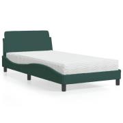 vidaXL Bed with Mattress "Dover" Dark Green 100x200 cm Velvet