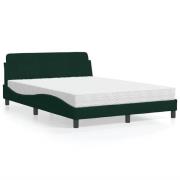vidaXL Bed with Mattress "Dover" Dark Green 140x200 cm Velvet