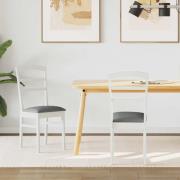 vidaXL Matstol 2 pcs Vitt och Grått Massiv Gummiträ