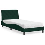 vidaXL Bed with Mattress Dark Green 90x200 cm Velvet