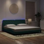 vidaXL Bed Frame with LED without Mattress Dark Green 200x200 cm Velve...