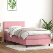 vidaXL Ramsäng med madrass rosa 90x210 cm sammet