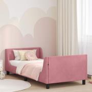 vidaXL Barnsängram med sänggavel Rosa 80 x 200 cm Sammet