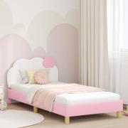 vidaXL Barnsängram med sänggavel med huvudgavel Rosa 90 x 200 cm PU