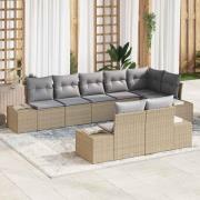 vidaXL Trädgårdsoffset med lagring 8 pcs Beige och Ljusgrå Poly rattan