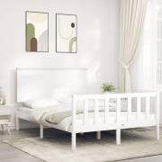 vidaXL Sängram utan madrass vit 140x190 cm massiv furu