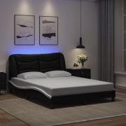vidaXL Bed Frame with LED without Mattress "Hvar" Black and White 120x...