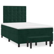 vidaXL Ramsäng med madrass mörkgrön 120x190 cm sammet