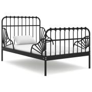vidaXL Utdragbar sängram svart metall 80x130/200 cm