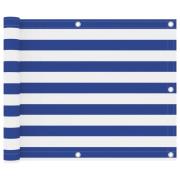 vidaXL Balkongskärm vit och blå 75x400 cm oxfordtyg