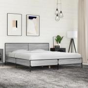 vidaXL Sängram grå sonoma 200x200 cm konstruerat trä och metall