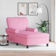 vidaXL Chaise Lounge med kudde Rosa 91 x 157 x 91 cm tyg