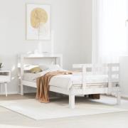 vidaXL Sängram med huvudgavel utan madrass vit 90x200 cm