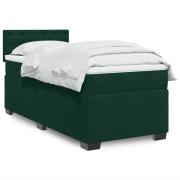 vidaXL Ramsäng med madrass mörkgrön 100x200 cm sammet